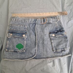 Girl Scouts Denim Wrap Skirt with Green Trefoil Embroidery Size L-XL